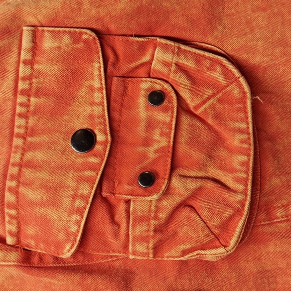 Oli & Hali Orange Acid Wash Short Cargo Style Mini Shorts 7-Pockets Womens Large - Picture 4 of 12